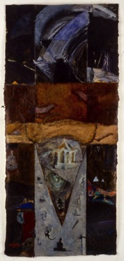 In the Beginning
Mixed media on Nepalese paper, 124 x 57cm In the Beginning
Mixed media on Nepalese paper, 124 x 57cm